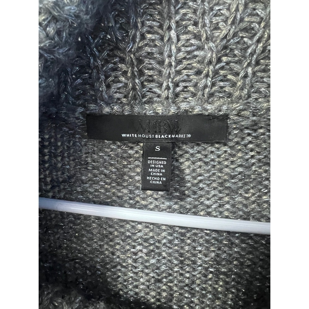 White House Black Market Zip Neck Sweater S Gray Chunky Knit - Picture 10 of 10